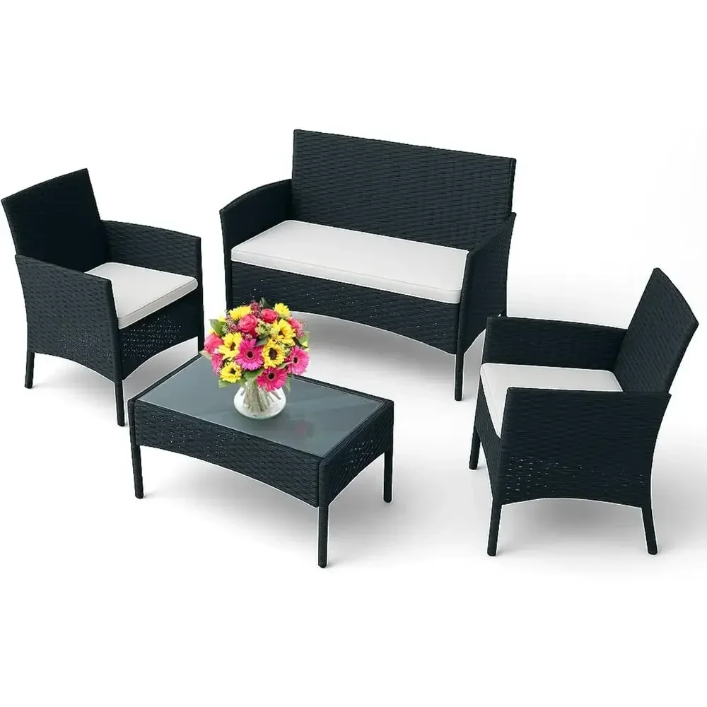 Outdoor Furniture Loveseat - 4-Piece Outdoor Patio Furniture Set: 2