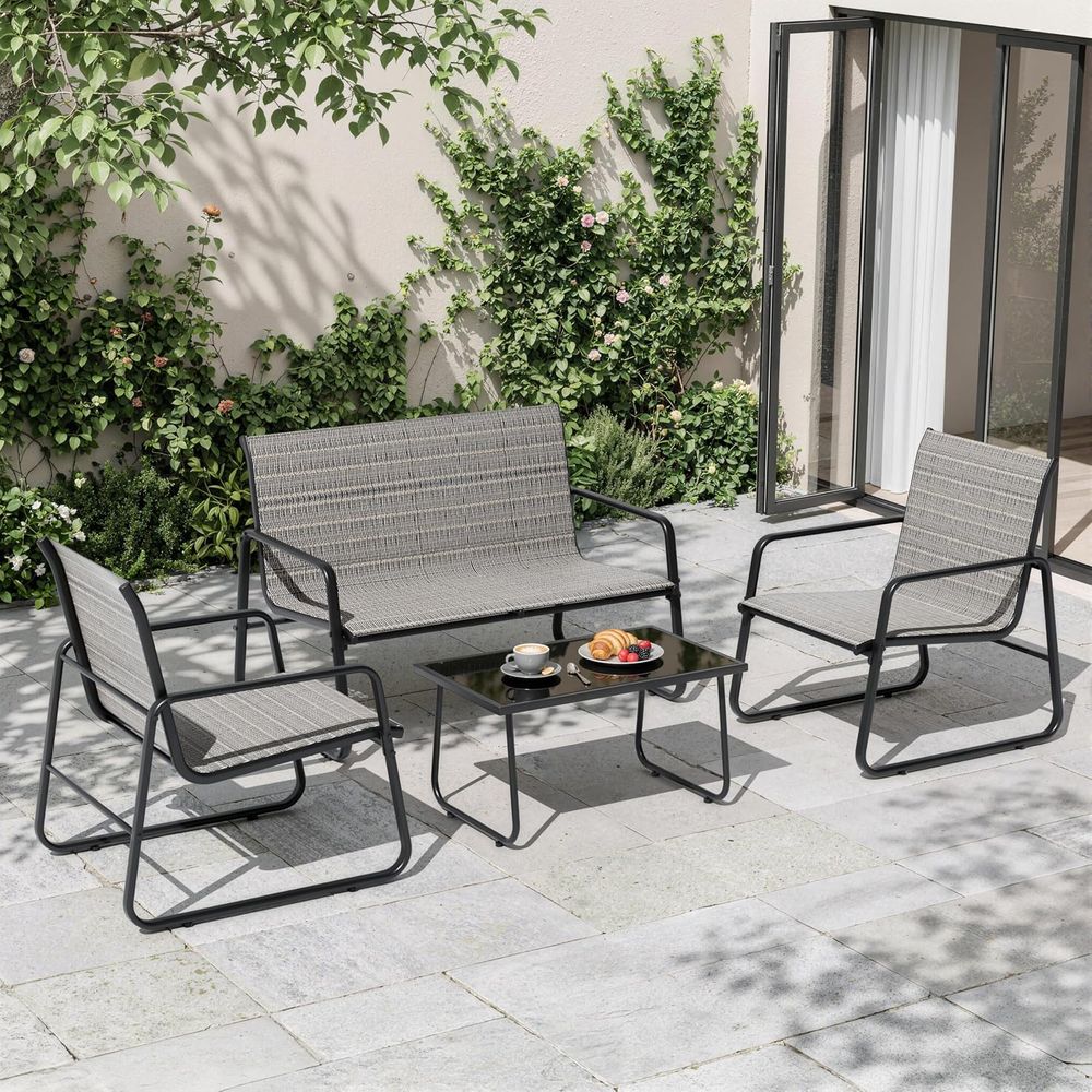 Outdoor Furniture Loveseat - 4-Piece Outdoor Patio Furniture Set with