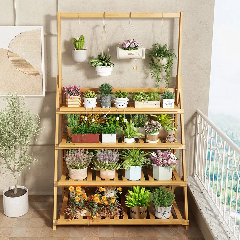 Outdoor Furniture Designer - Solid Wood Flower Shelf Plant Shelves