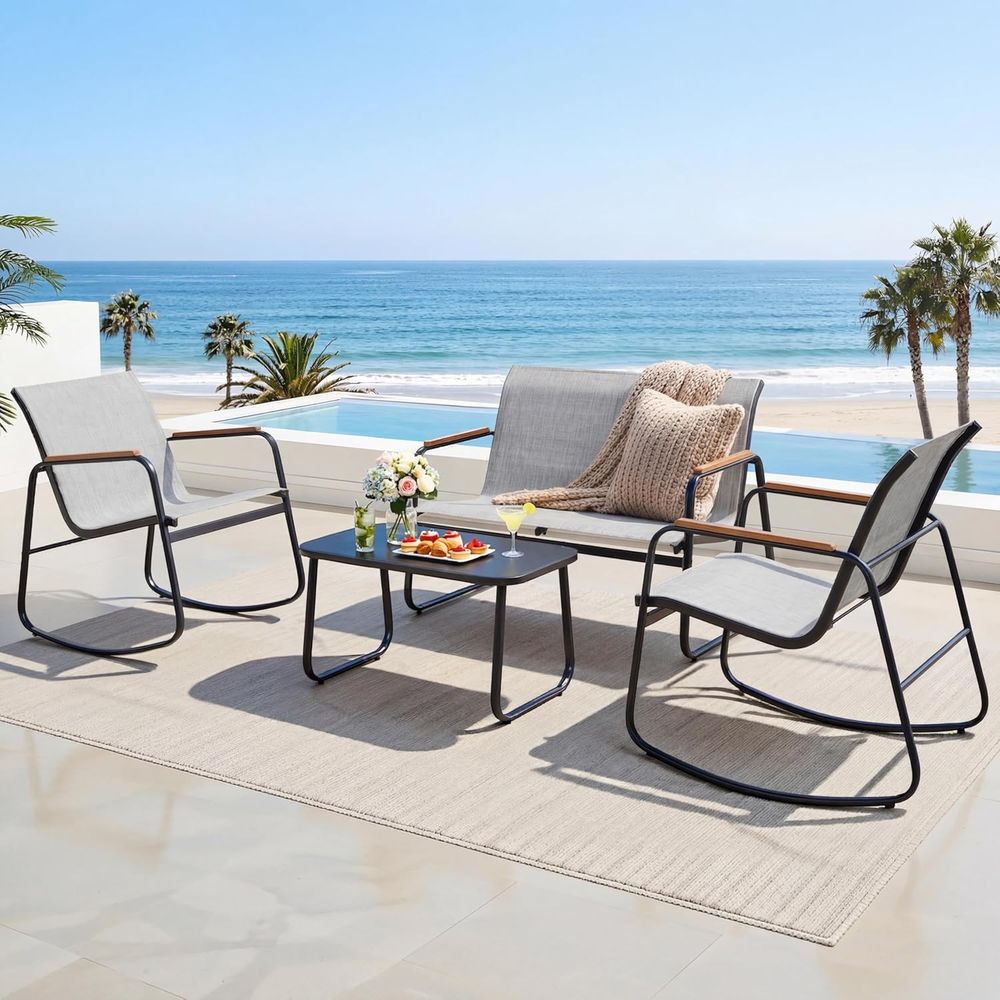 Outdoor Furniture Loveseat - 4-Piece Outdoor Patio Furniture Set with