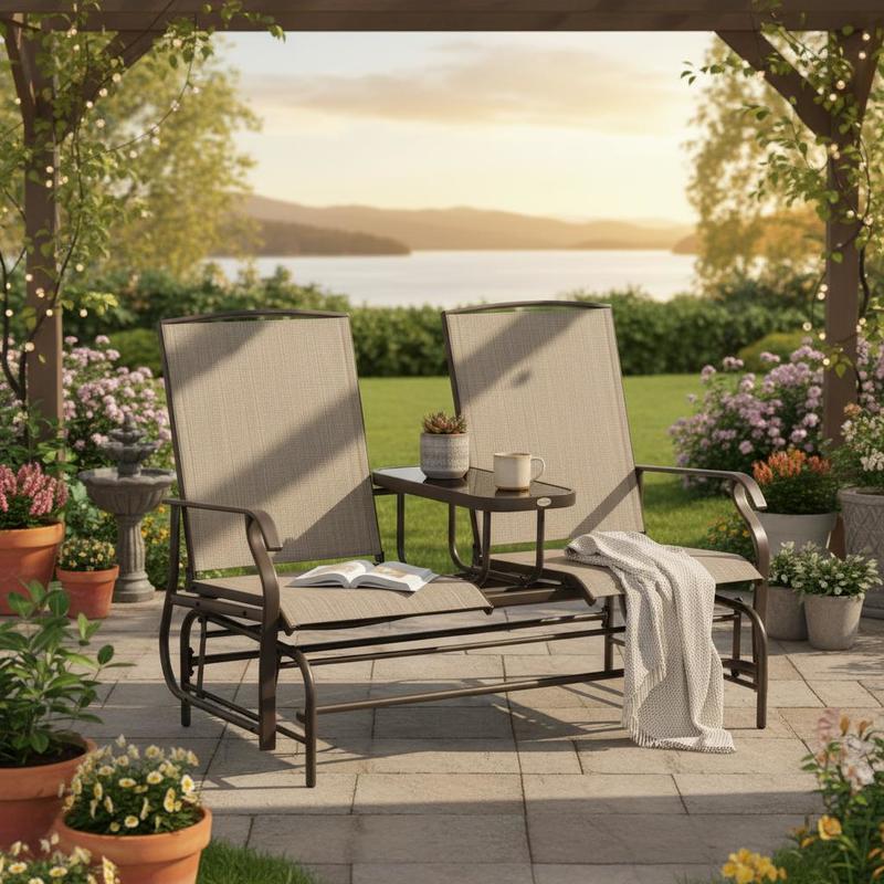 Outdoor Furniture Loveseat - Patio Glider Rocking Chair 2 Person