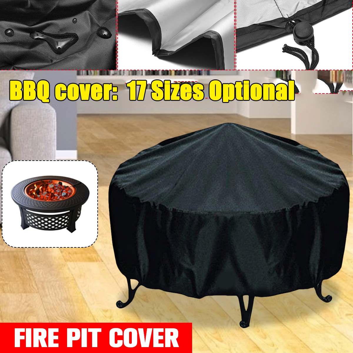 Outdoor Furniture Manufacturer - Waterproof Patio Fire Pit Cover Black