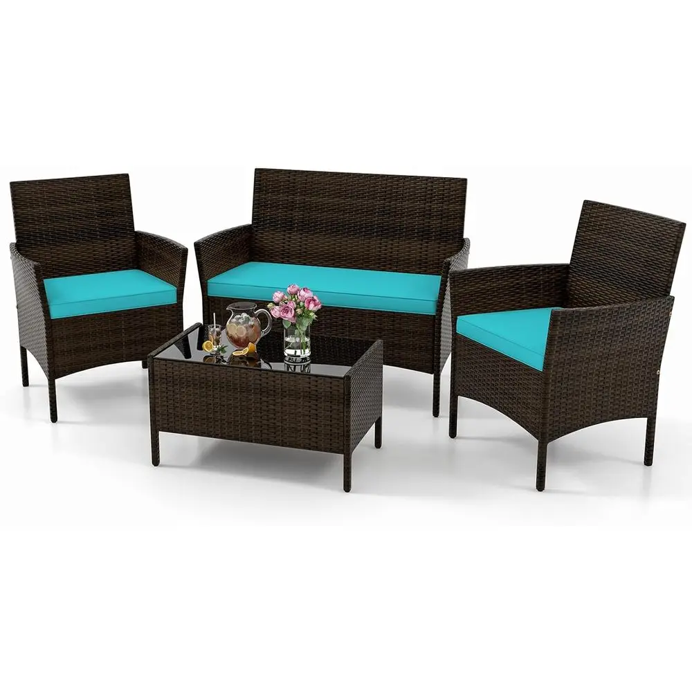 Outdoor Furniture Loveseat - Turquoise 4-Piece Outdoor Patio Furniture Set