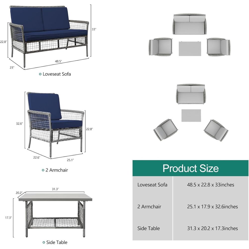 4-Piece Outdoor Patio Furnitur - Outdoor Furniture Loveseat review and price