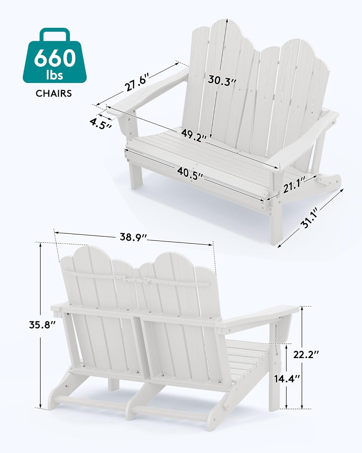 HDPE All-Weather Folding Adiro - Outdoor Furniture Loveseat review and price