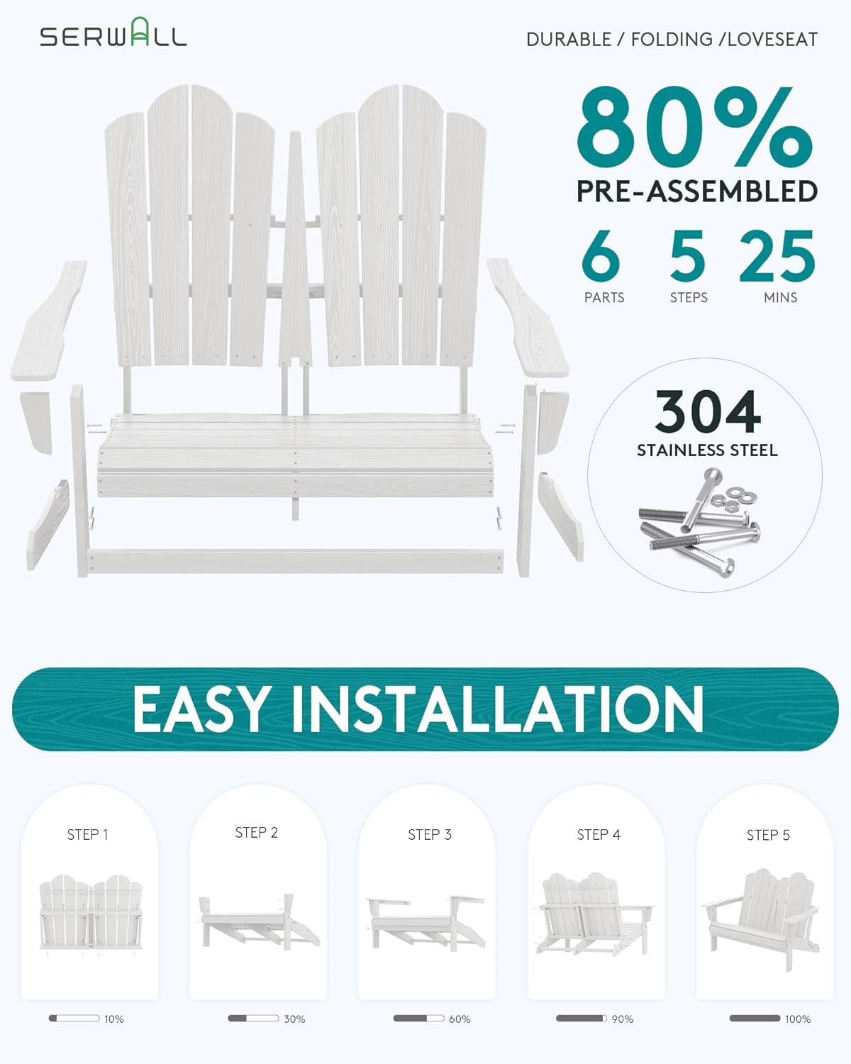 HDPE All-Weather Folding Adiro - Outdoor Furniture Loveseat review and price