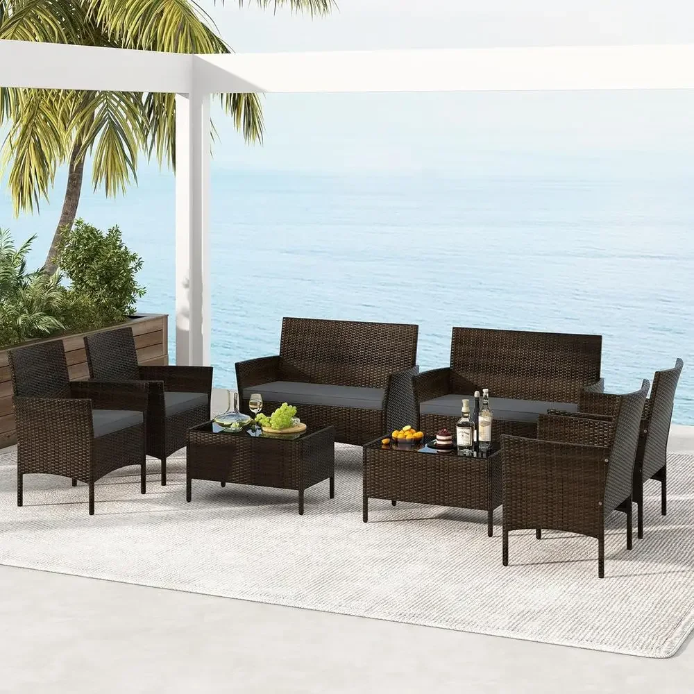8-Piece Outdoor Rattan Patio F - Outdoor Furniture Loveseat review and price