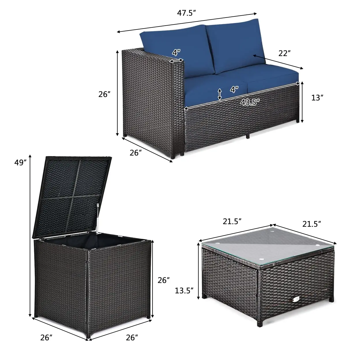 4-Piece Outdoor Patio Furnitur - Outdoor Furniture Loveseat review and price