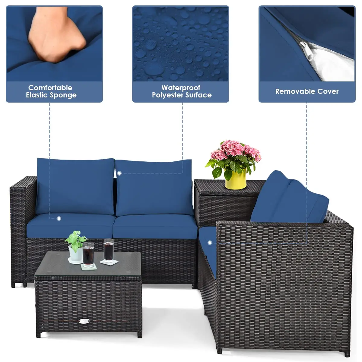 4-Piece Outdoor Patio Furnitur - Outdoor Furniture Loveseat review and price