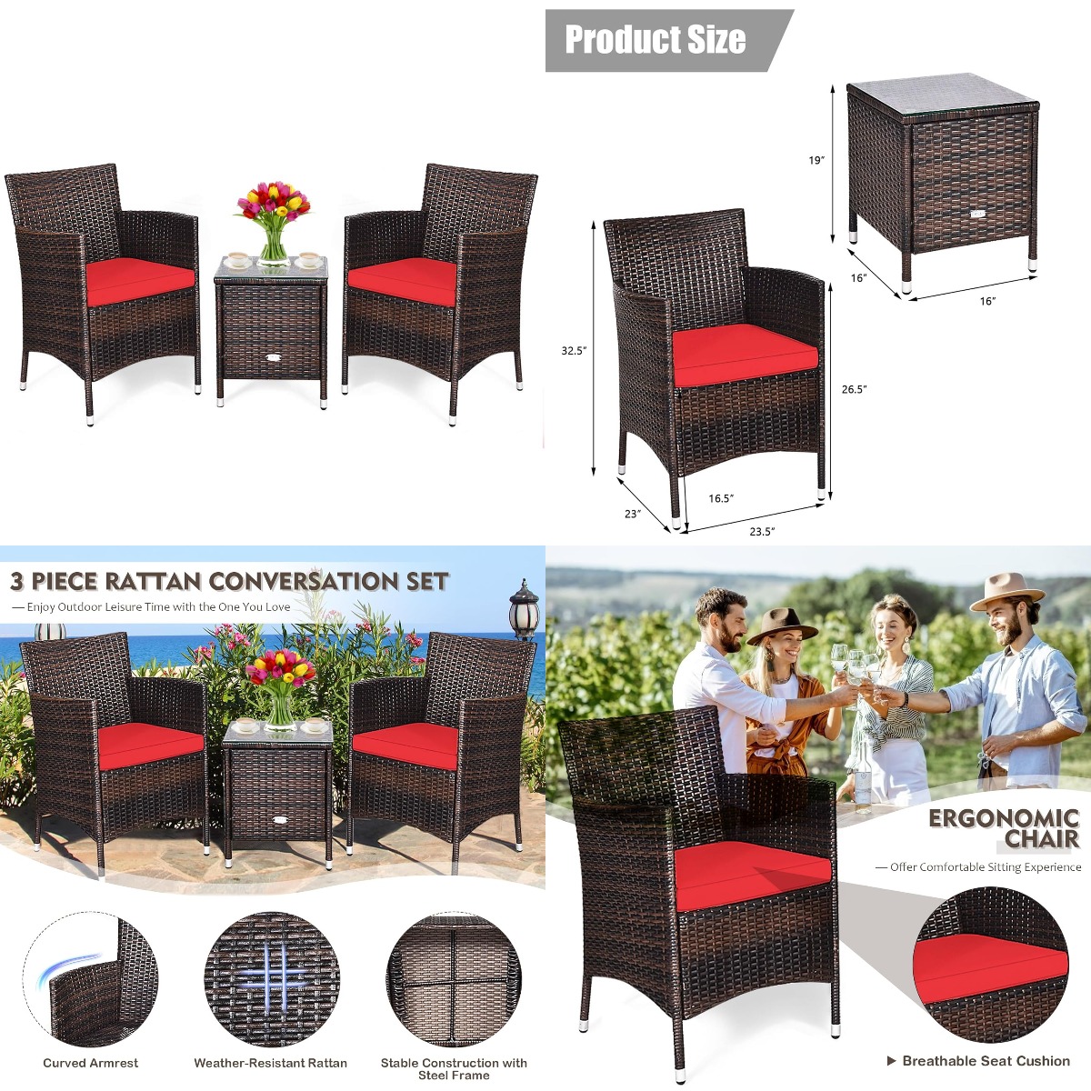 3 Piece Wicker Patio Furniture - Outdoor Furniture On Sale review and price
