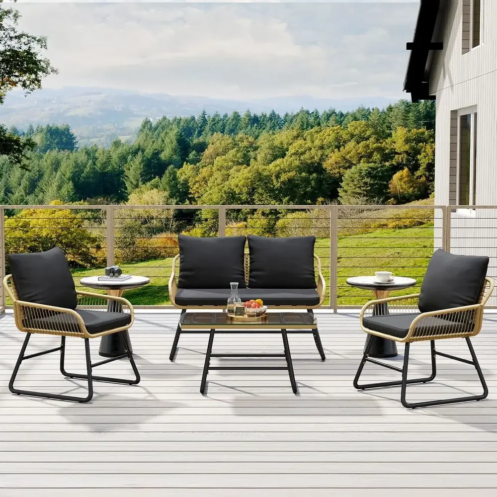 4-Piece Outdoor Wicker Patio F - Outdoor Furniture Loveseat review and price