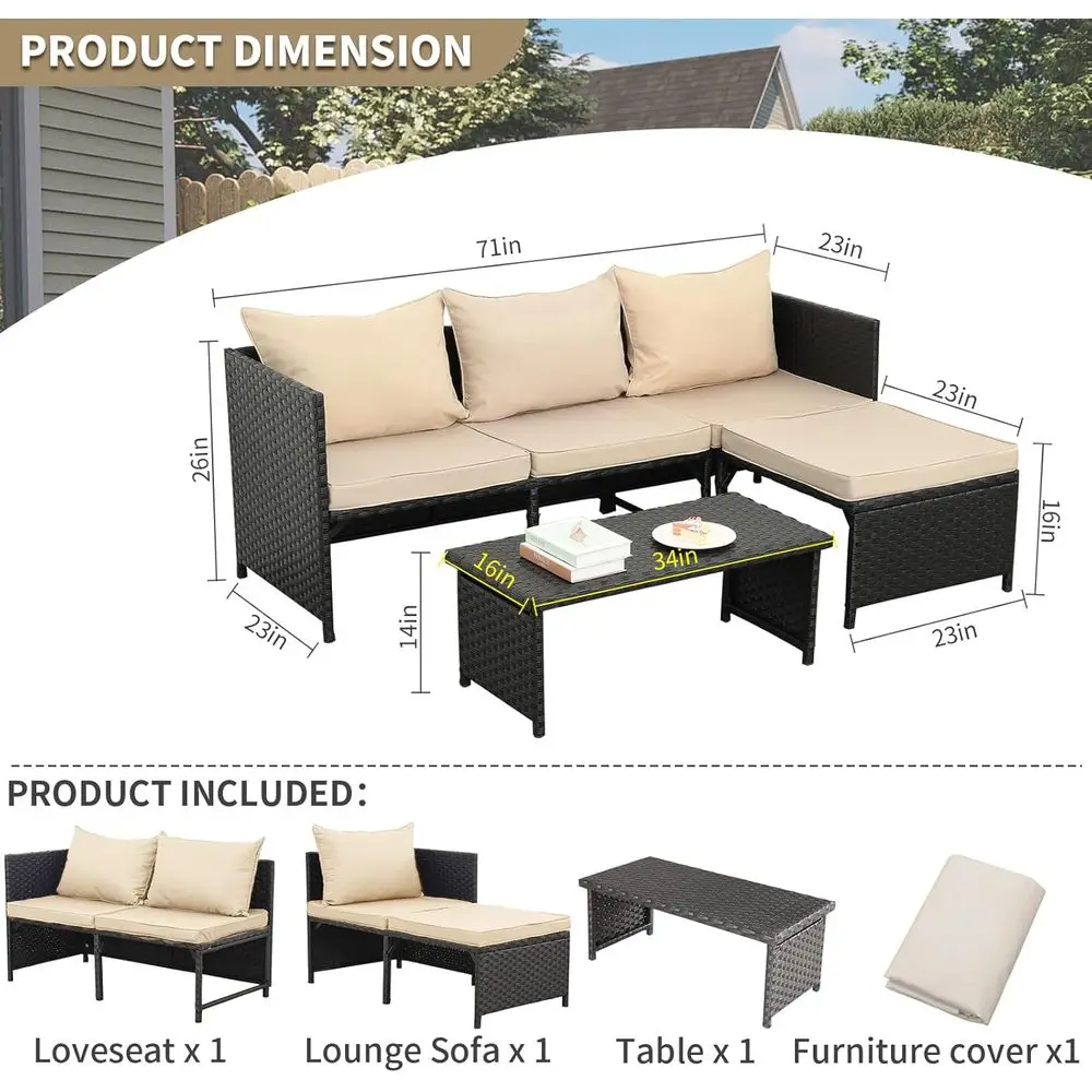 Outdoor 3-Piece PE Rattan Pati - Outdoor Furniture Loveseat review and price