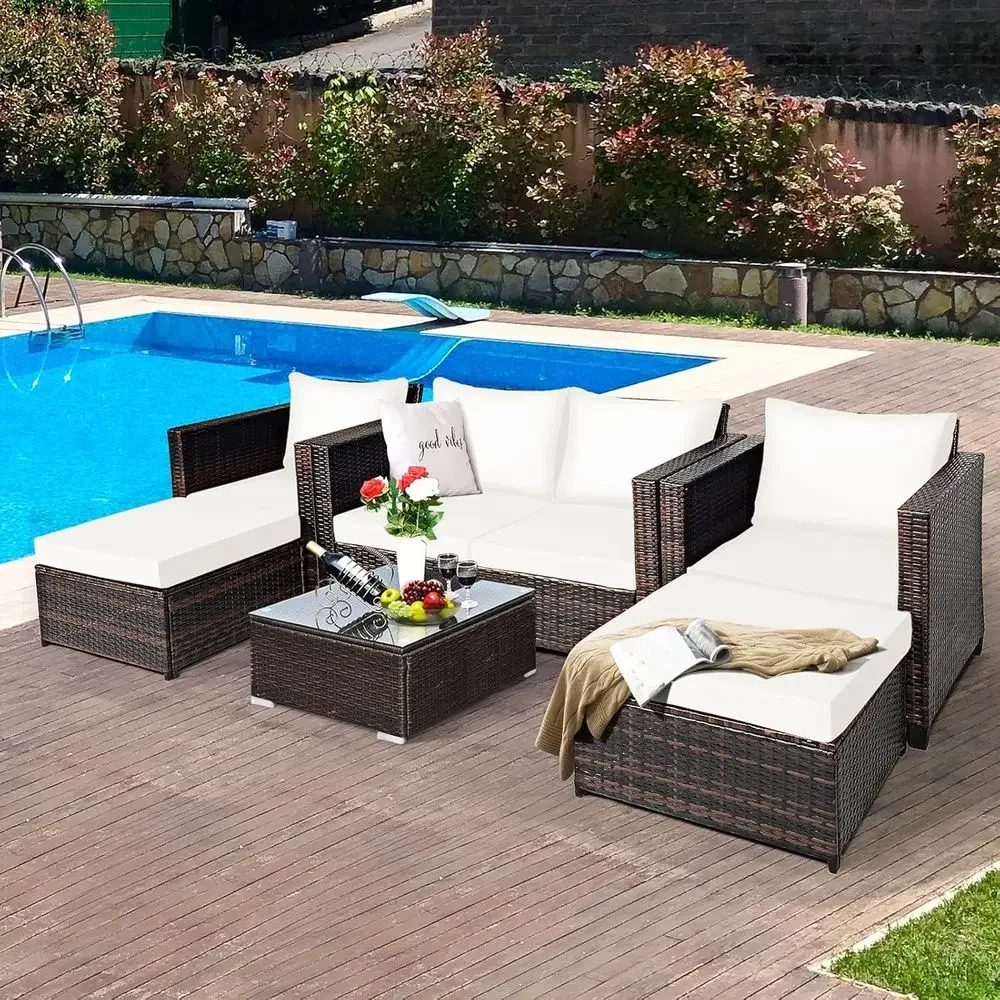 5-Piece Outdoor Wicker Patio F - Outdoor Furniture Loveseat review and price