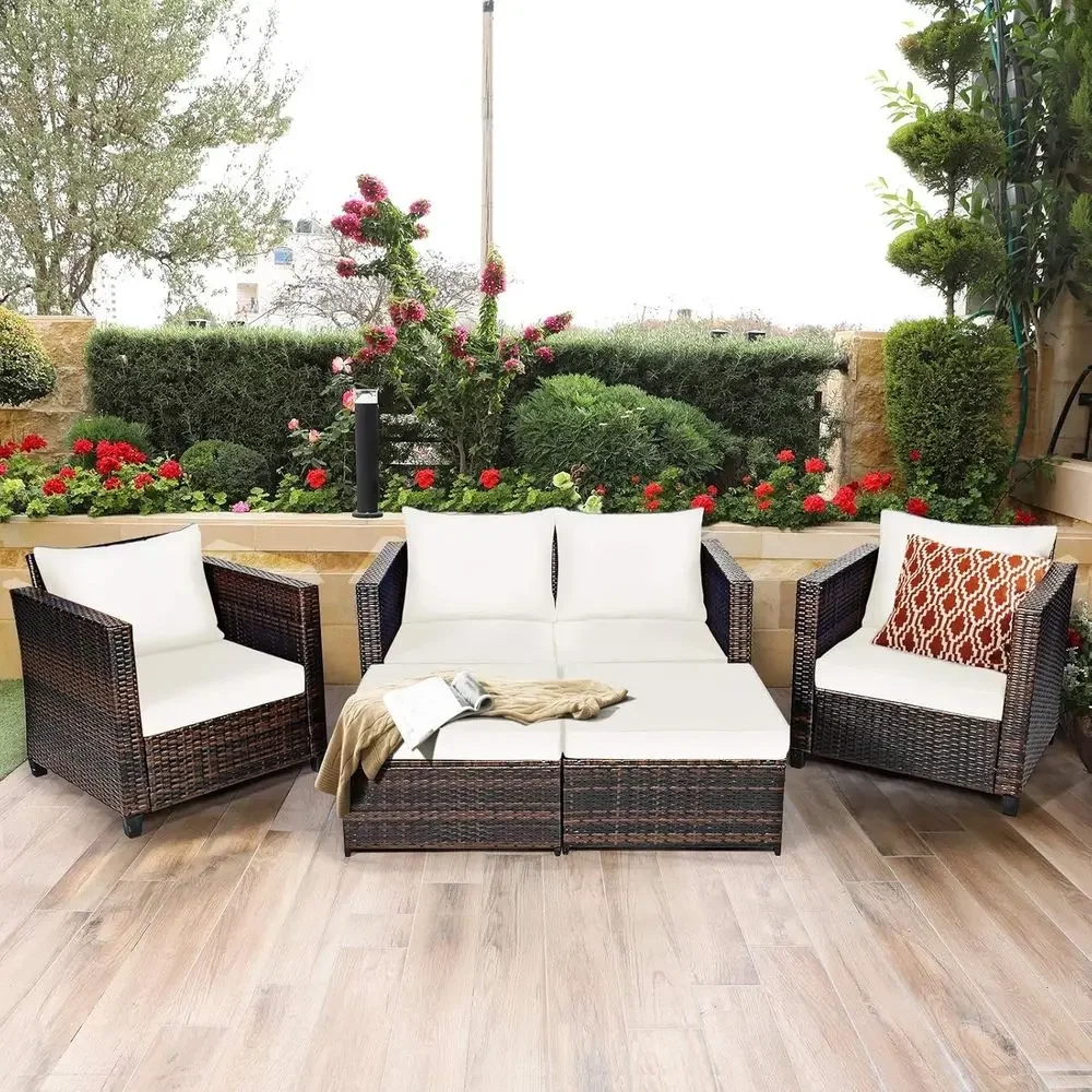 5-Piece Outdoor Wicker Patio F - Outdoor Furniture Loveseat review and price