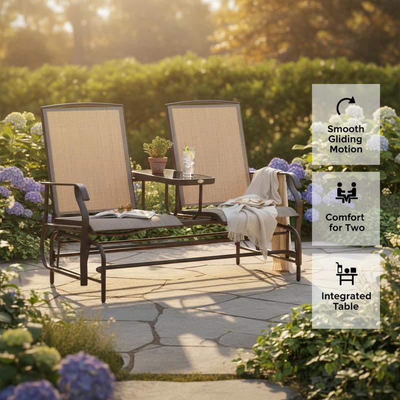 Patio Glider Rocking Chair 2 P - Outdoor Furniture Loveseat review and price
