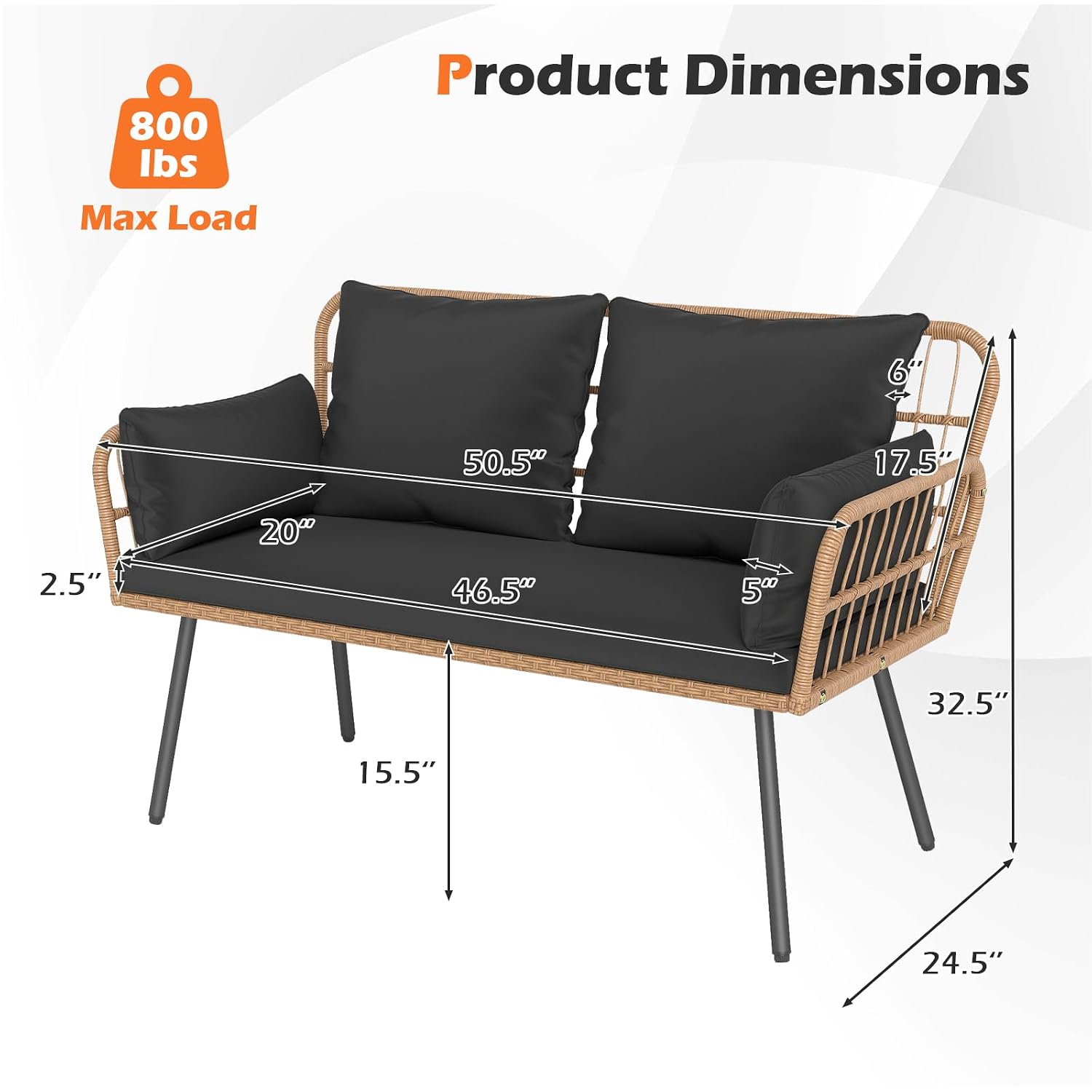 2-Seat PE Rattan Patio Lovesea - Outdoor Furniture Loveseat review and price