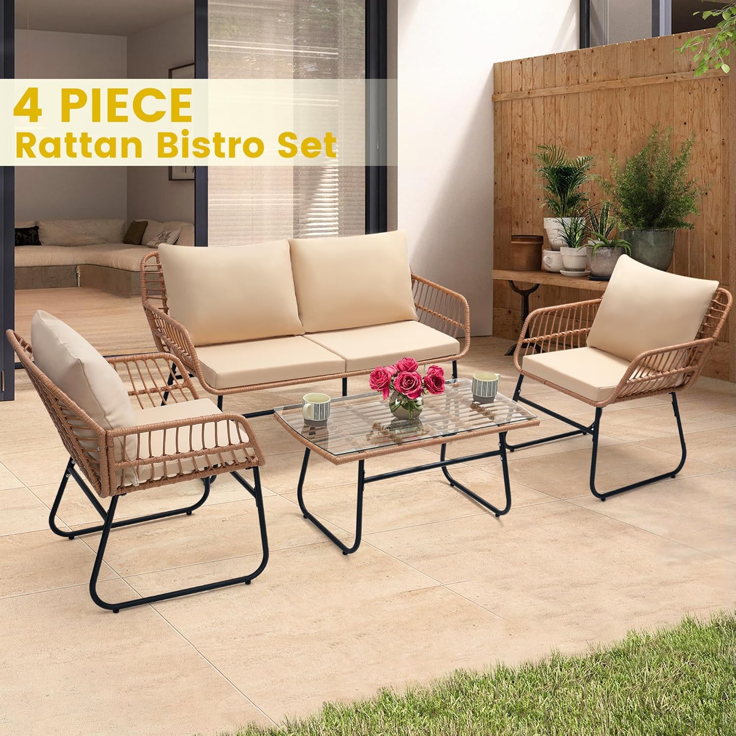 4 Piece Patio Bistro Outdoor F - Outdoor Furniture On Sale review and price