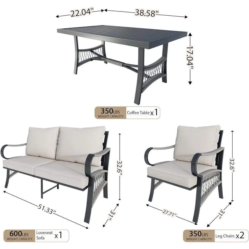 4-Piece Metal Outdoor Patio Fu - Outdoor Furniture Loveseat review and price