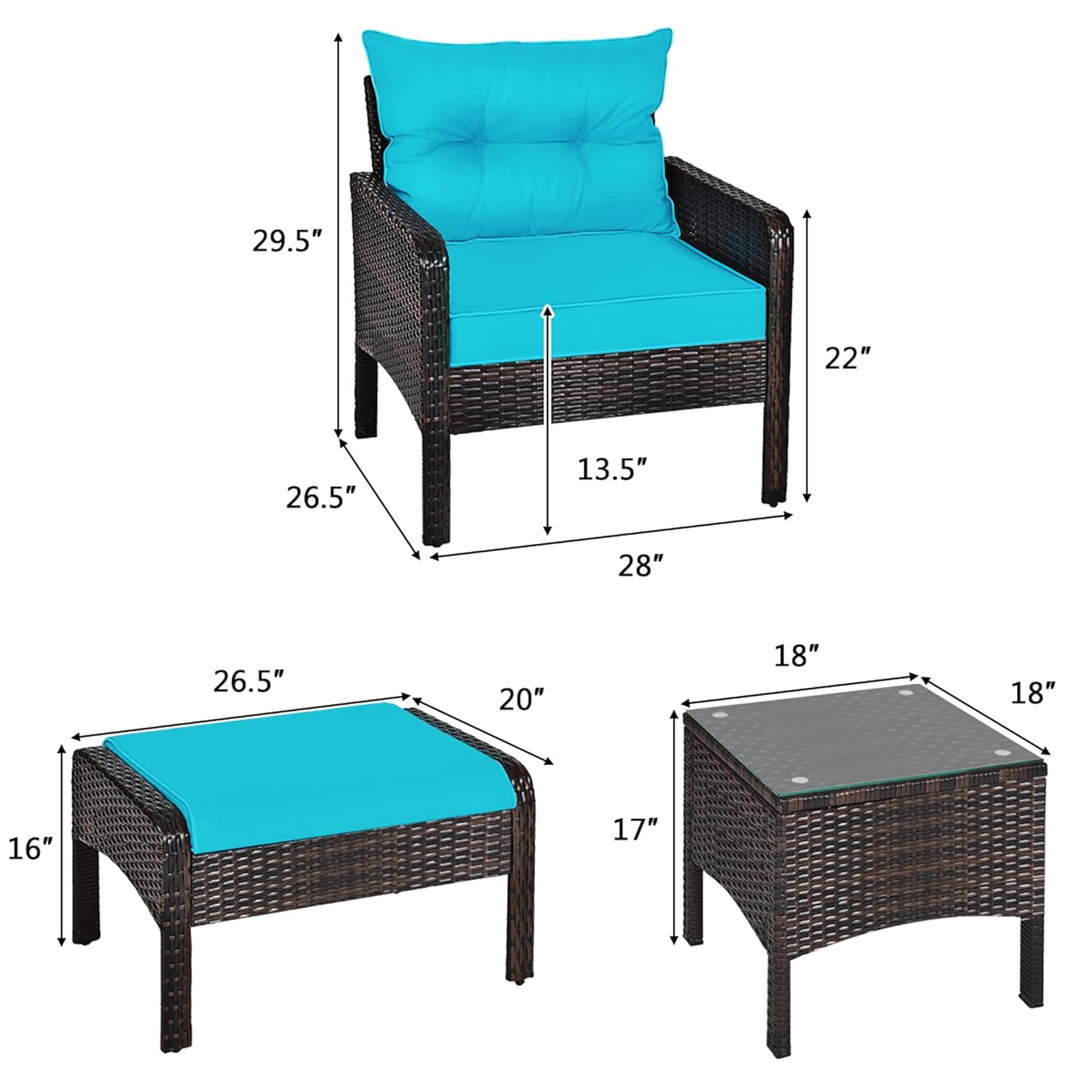 5 Piece Rattan Patio Set Cushi - Outdoor Furniture On Sale review and price