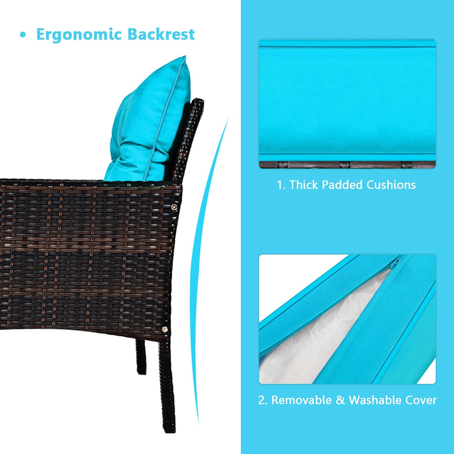 5 Piece Rattan Patio Set Cushi - Outdoor Furniture On Sale review and price