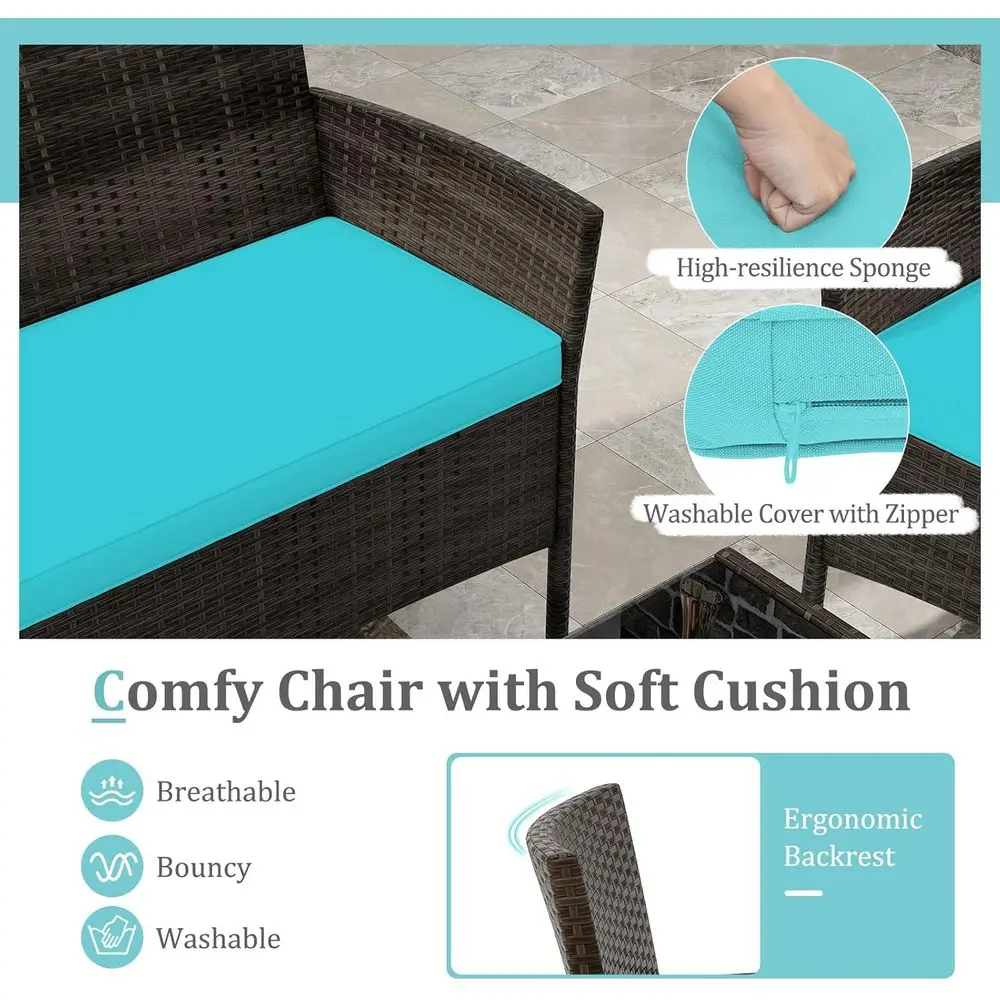 Turquoise 4-Piece Outdoor Pati - Outdoor Furniture Loveseat review and price
