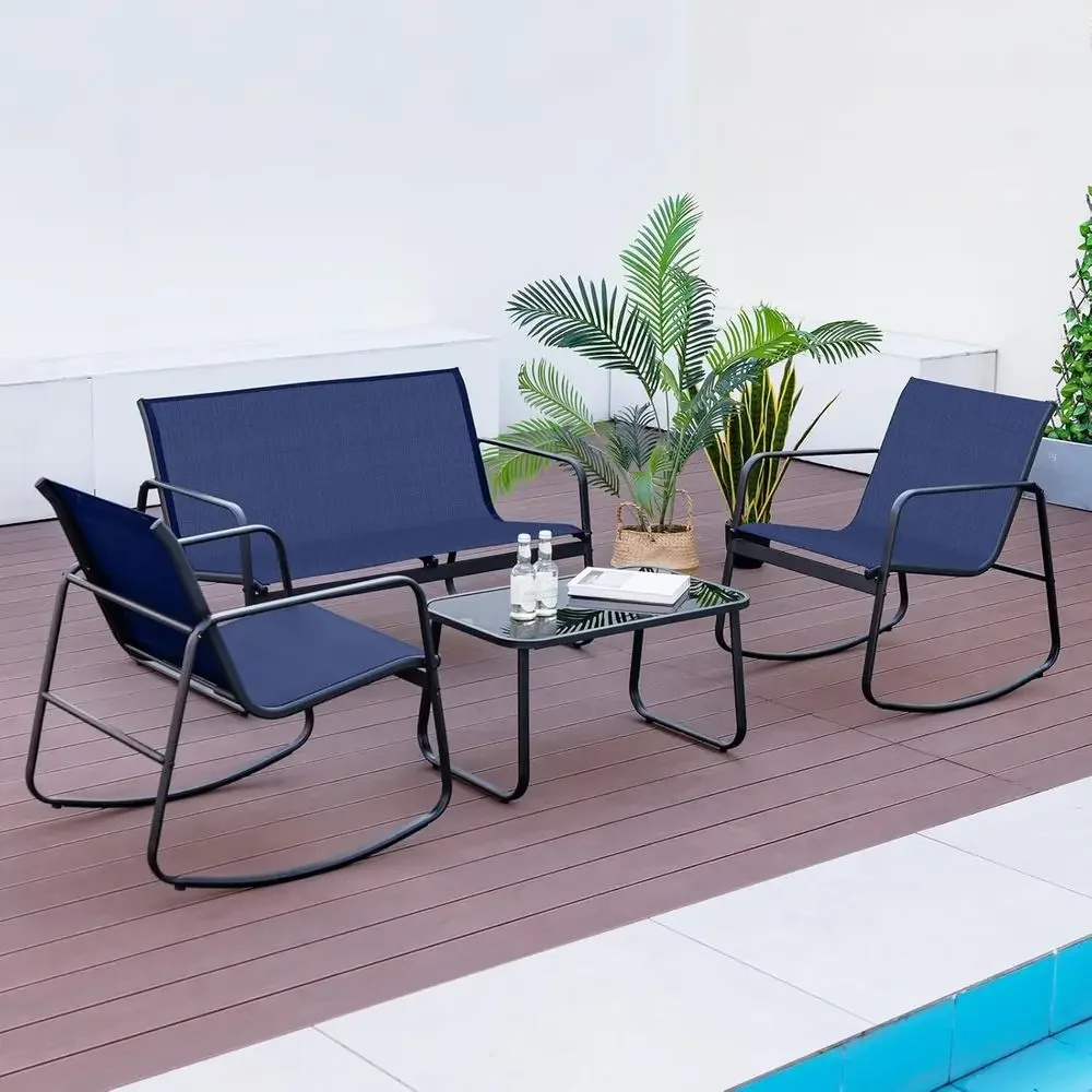 4-Piece Outdoor Patio Rocking  - Outdoor Furniture Loveseat review and price