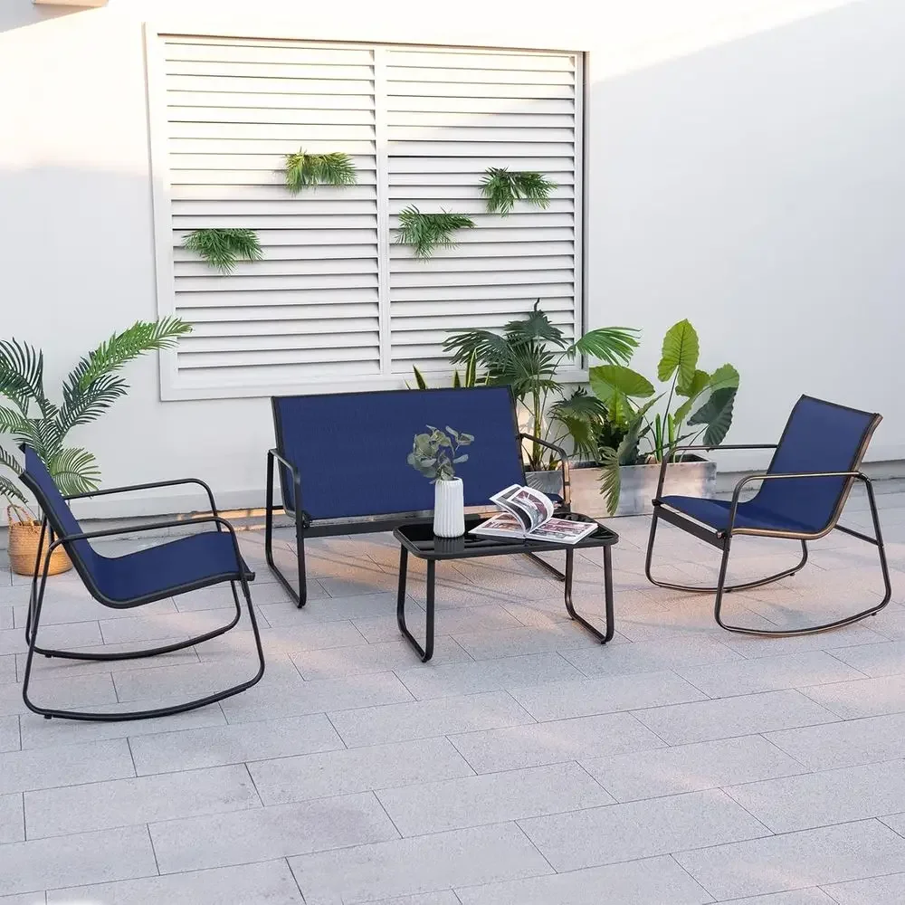 4-Piece Outdoor Patio Rocking  - Outdoor Furniture Loveseat review and price